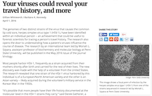 Viruses can reveal your travel history (April 2016)
